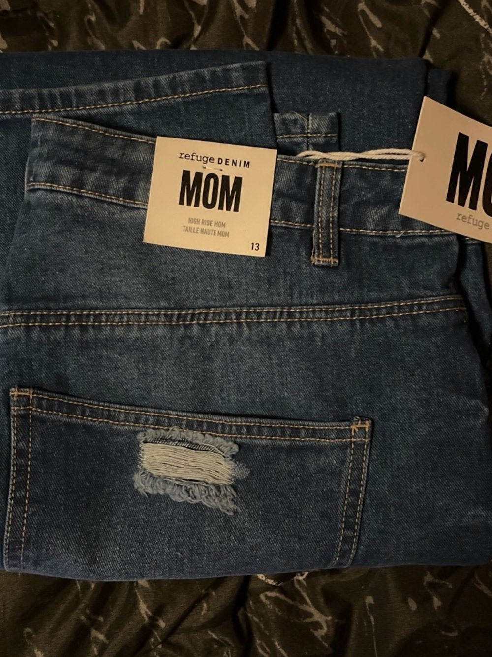 Refuge Denim MOM High Rise Mom Jeans - Dark Blue